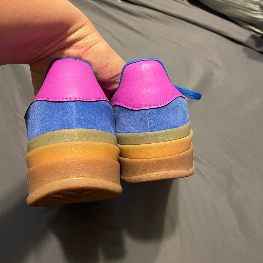 adidas Gazelle Platform Blue Pink Suede Sneakers - Picture 5 of 8